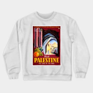 Vintage Travel Poster Visit Palestine Crewneck Sweatshirt